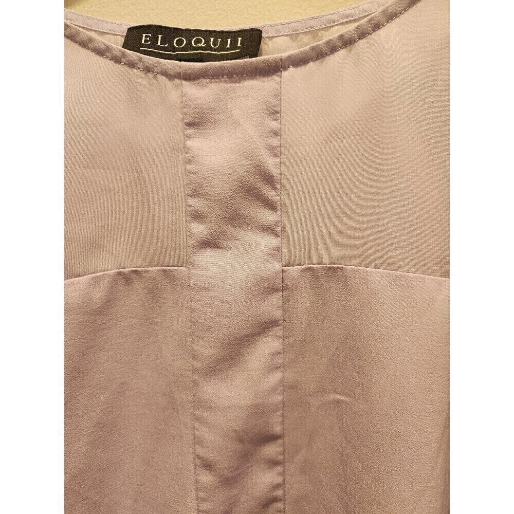 Eloquii Lavender Blouse Long Sleeve Mixed Media Lightweight Side Slits Euc - Picture 2 of 8